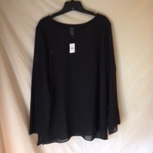 Ann Taylor Factory Black sheer long sleeve top